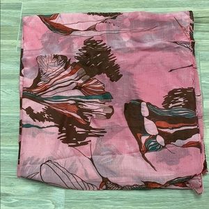 Pink scarf with floral pattern